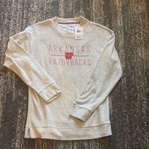 Pressbox Arkansas Razorbacks Cream Crewneck Sweater Crewneck